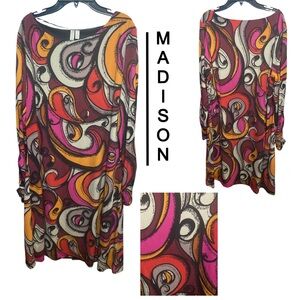 Madison Colorful Swirl Long Sleeve Dress